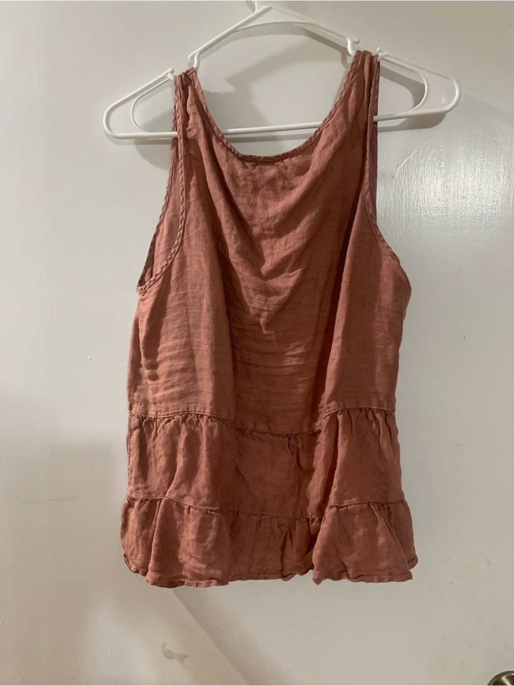 Cynthia Rowley Rust-Toned Tiered Ruffle Tank